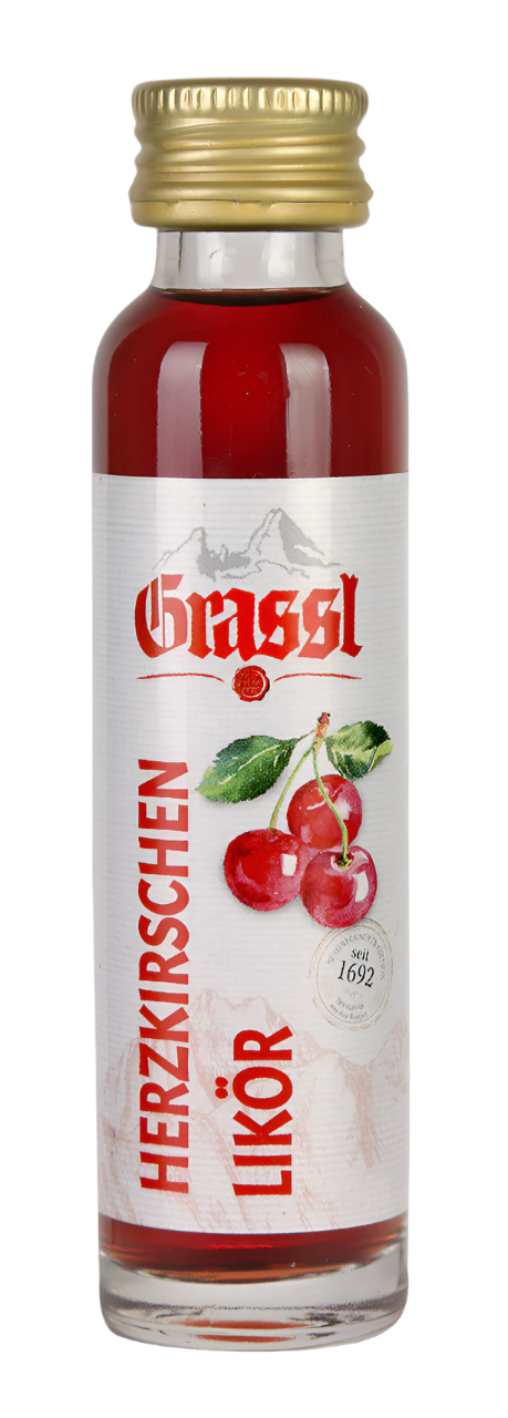 Eine Flasche Herzkirschen Likör 0,02 Liter