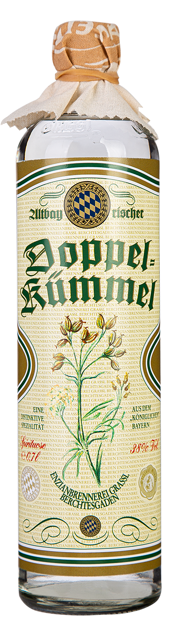 Eine Flasche 0,7 Liter Doppel Kümmel.