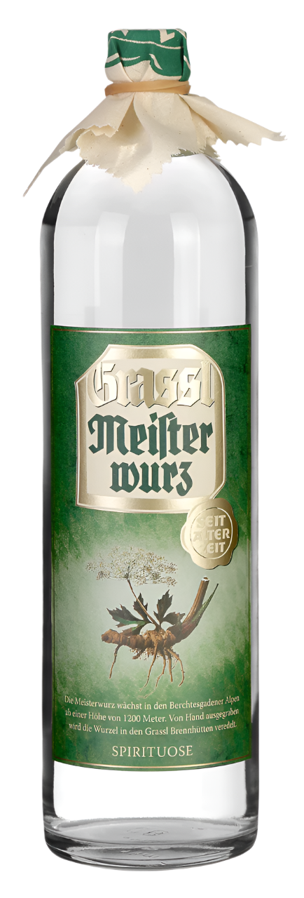 Eine Flasche BIO Meisterwurz in der Größe 1,0 Liter.