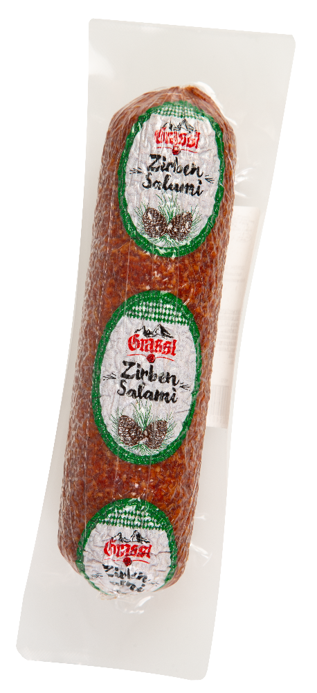Zirben Salami eingepackt