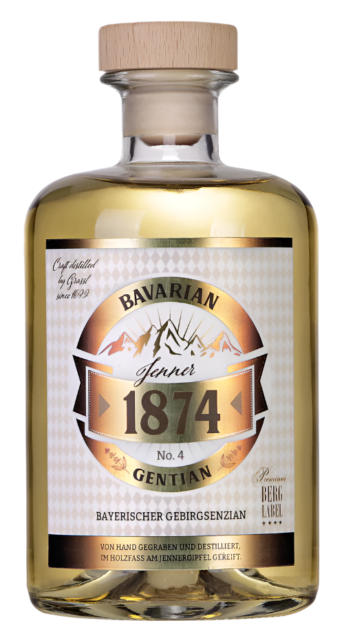 Eine Flasche Jenner Gentian (Enzian) in 0,5 Liter